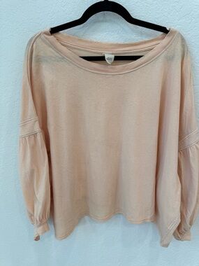 Free People Peach Balloon Sleeve Pullover Sweatshirt
